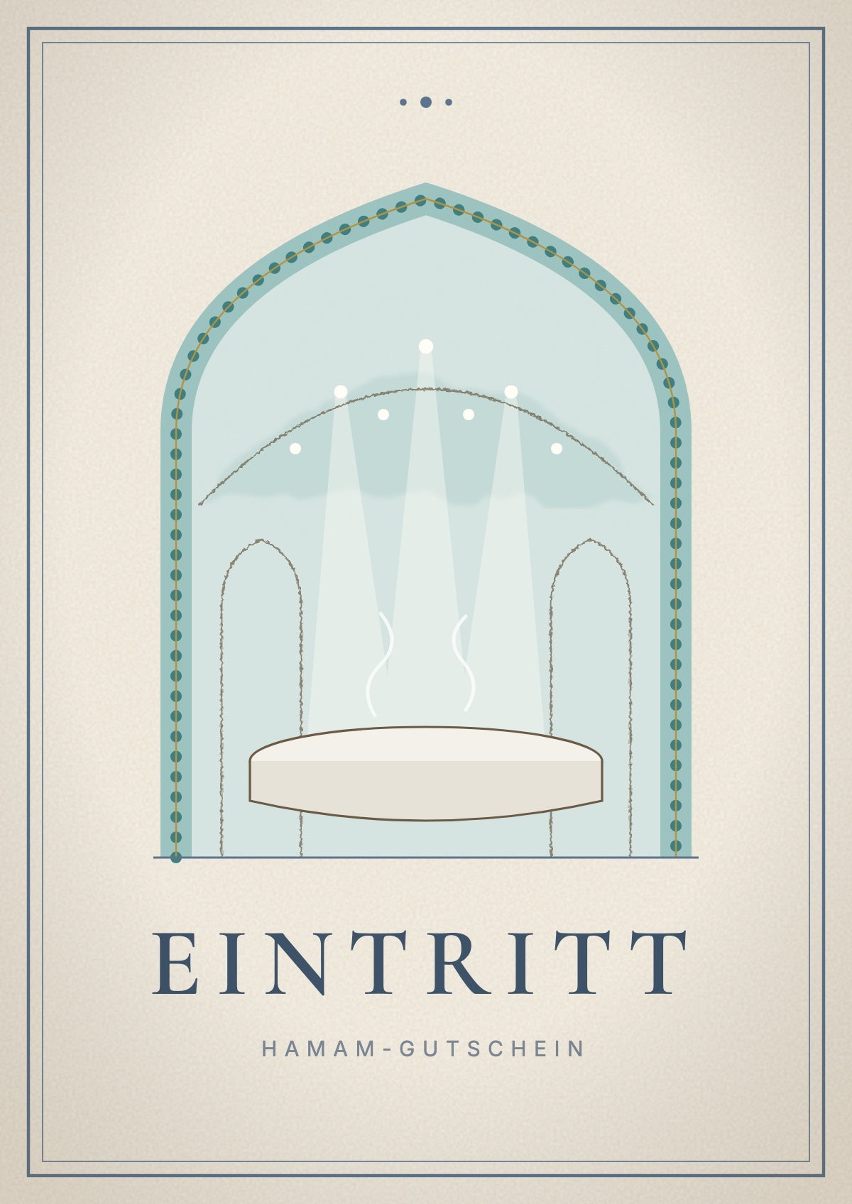 Gift voucher cover, Admission: view into the hamam dome with rays of light