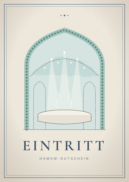 Gift voucher cover, Admission: view into the hamam dome with rays of light