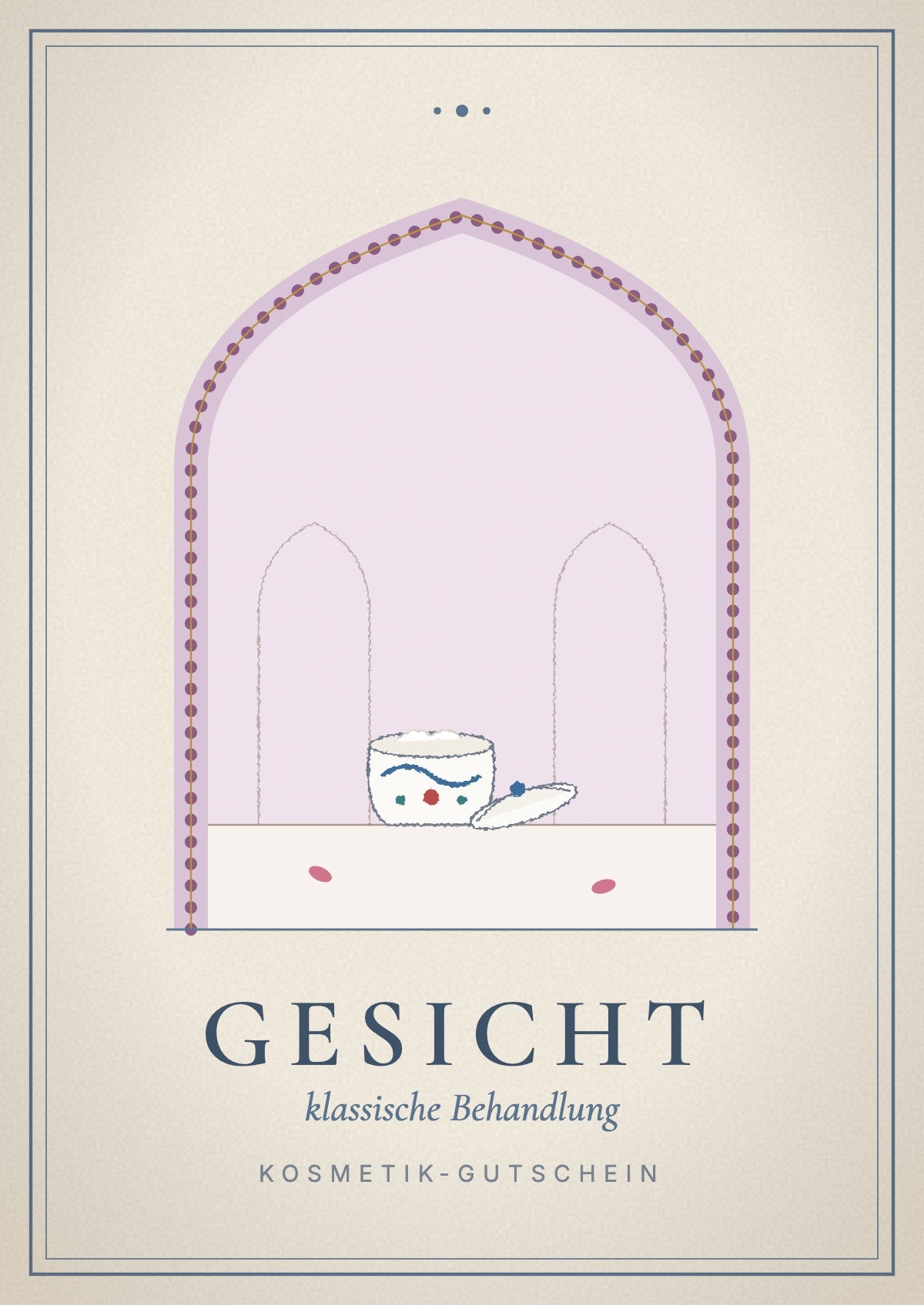 Gift voucher cover, facial: cream jar with an Iznik pattern