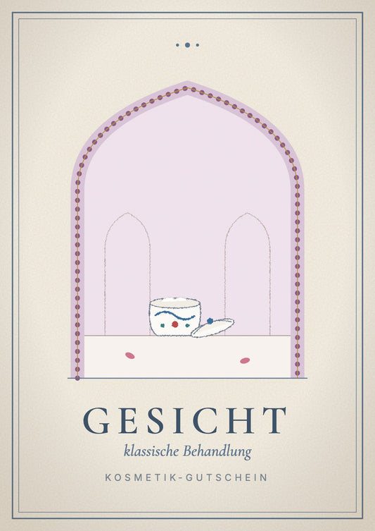 Gift voucher cover, facial: cream jar with an Iznik pattern